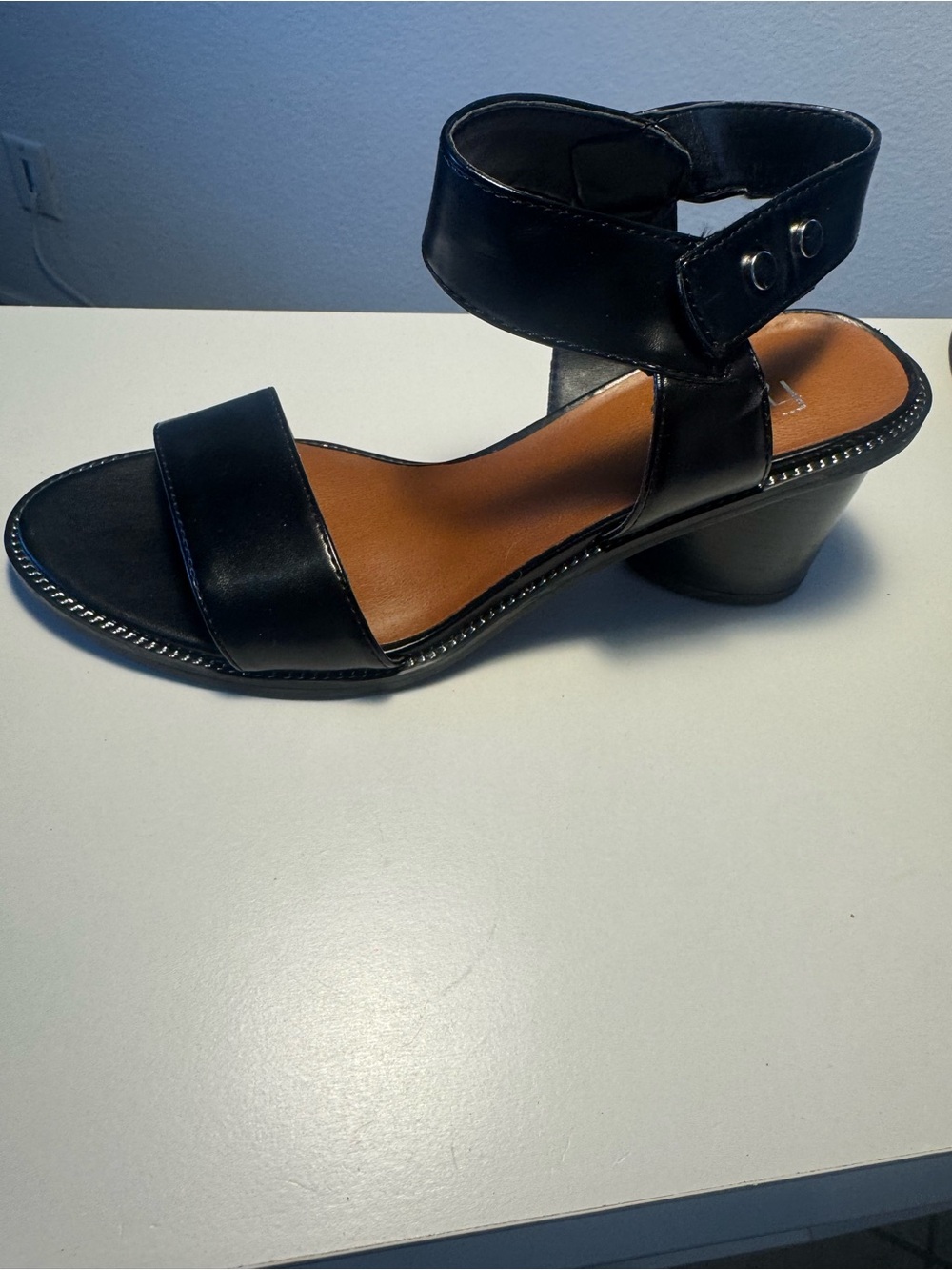Franco Sarto Black Ankle Strap Block Heel Sandals - Picture 3 of 7